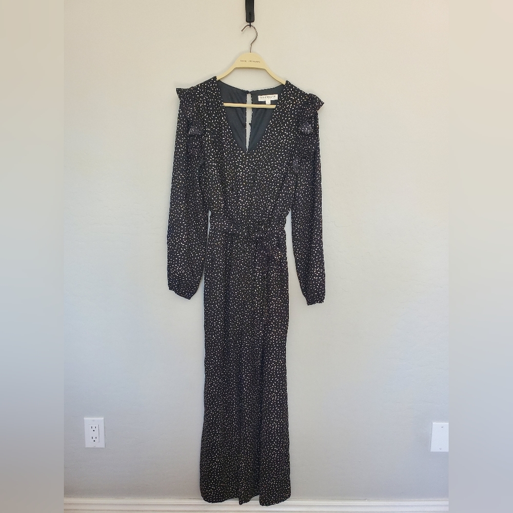 EUC DownEast Womens Jumpsuit size Small-Black with cream/gold